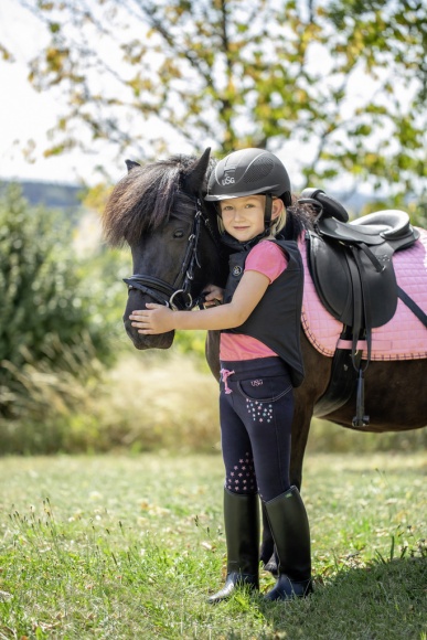 USG Little Star gyermek térdszilikonos lovaglónadrág, sötétkék/pink, 98/106