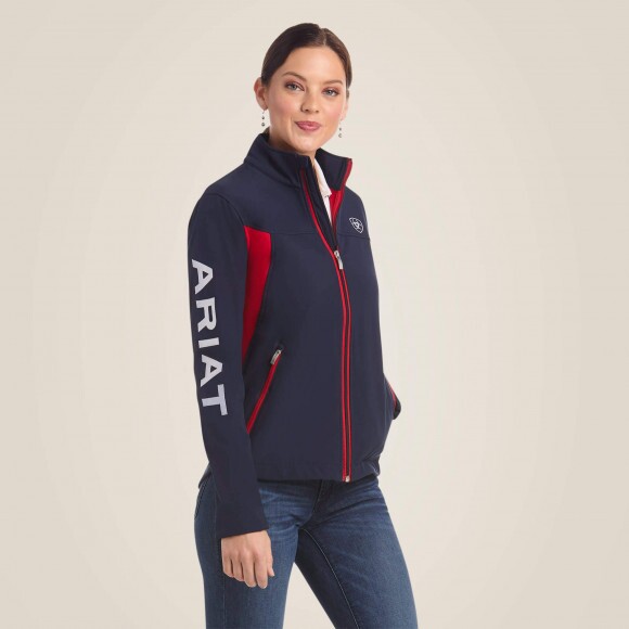 Ariat New Team női softshell kabát, sötétkék/piros, XXL