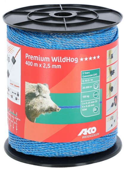 KERBL Premium WildHog vezeték, 400 m, 6x0,25 cu, kék